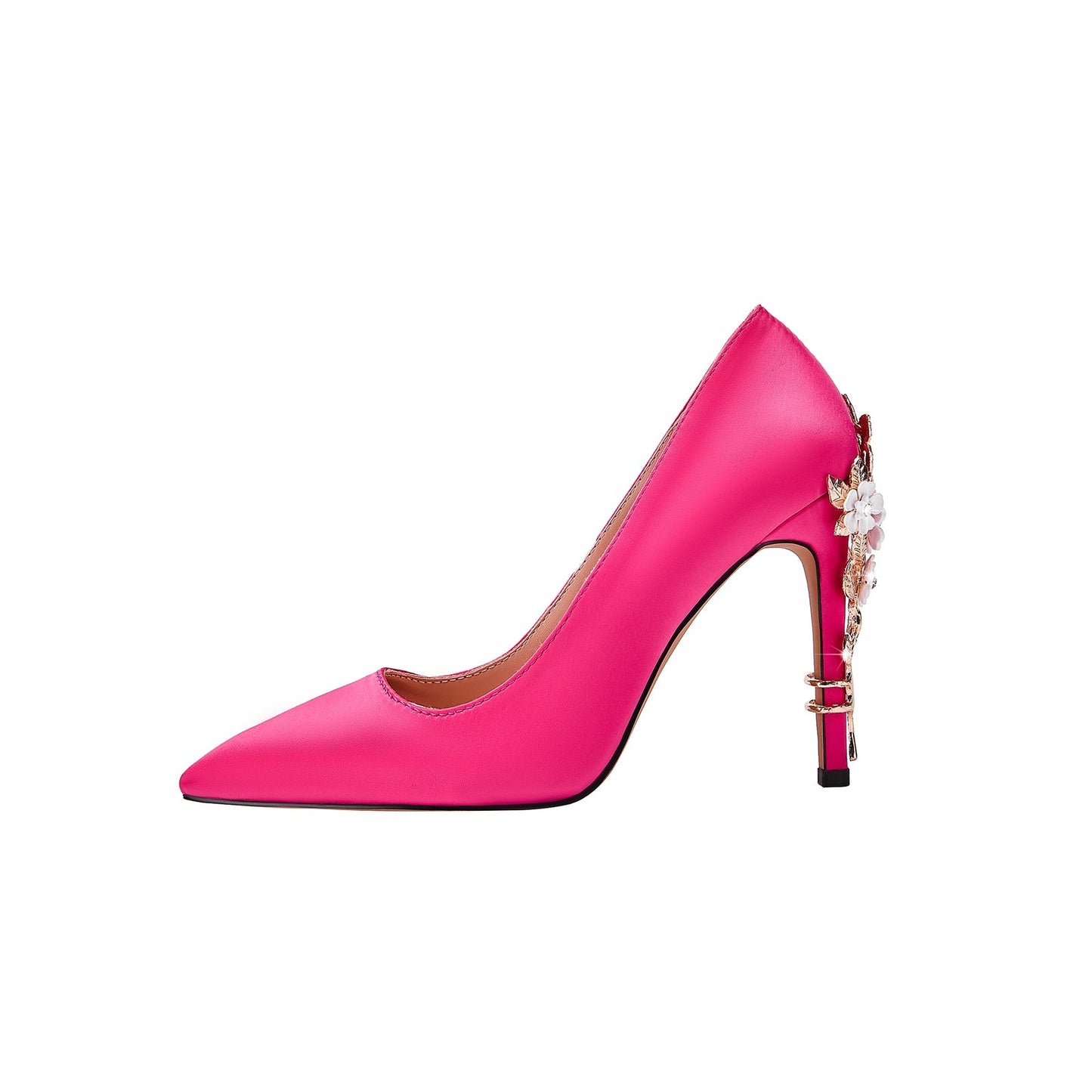 Hot Pink Gem Encrusted Stiletto Heel Pumps-0