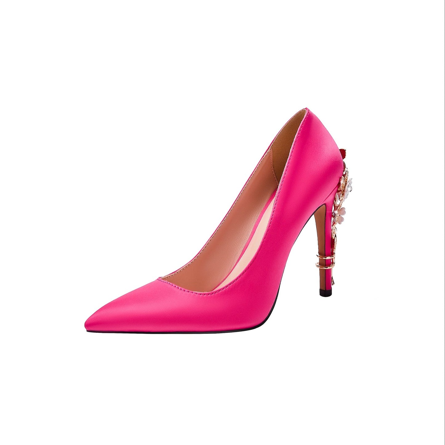 Hot Pink Gem Encrusted Stiletto Heel Pumps-3