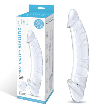 Glas 10.5 in. Girthy Realistic Glass Double Dong Dildo-0