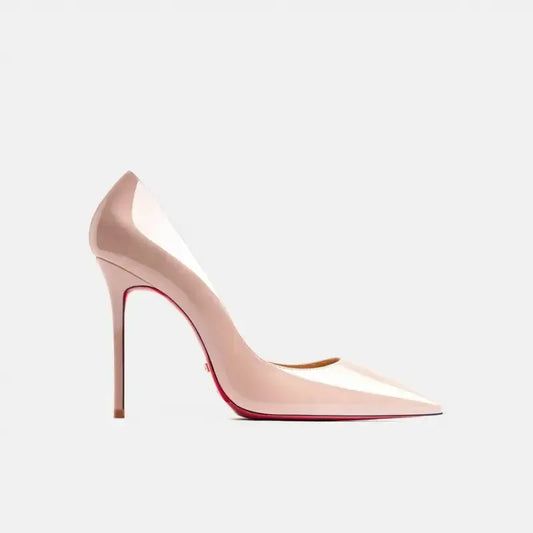Real Leather Classic Pumps Red Bottom Pointed Toe High Heels-10